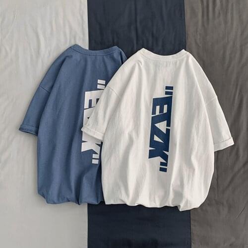 QSuper Summer Letters Print Men T-shirts Half Sleeve t-shirt Man Clothing Fashion Casual Instagram Style Loose Top Tee for men