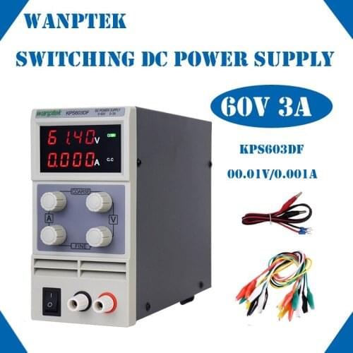 KPS603DF Adjustable High Precision Double LED Display Switch DC Power Supply Protection Function 60V 3A 0.01V 0.001A EU/US Plug