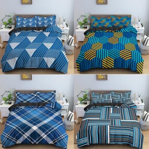 Luxury Bedding Set 3D Striped Grid Duvet Cover Pillowcase Sets Soft Bedspreads For Double King Size Comforter Bedding Set 2/3pcs