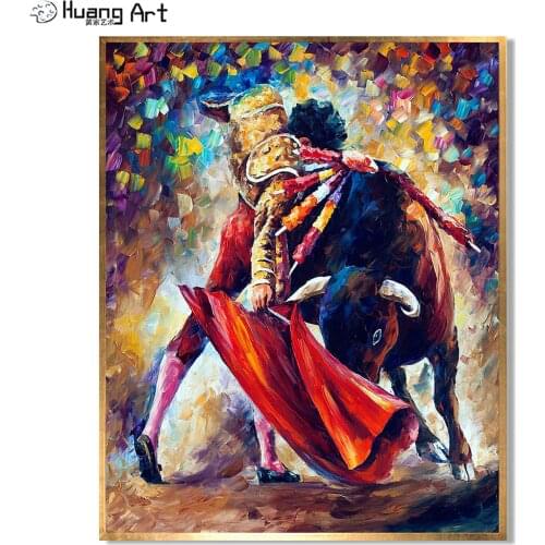Hand Painted Bullfighting Painting Knife Spanish Bullfighter Canvas Pictures Abstract Oil Painting Absract Knife Portrait Art