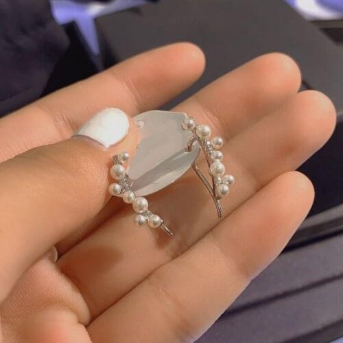 UMGODLY Fashion Earrings Silver Color Clip Earrings with Pearls cubic Zirconia Stones Women Luxury Jewelry Gift