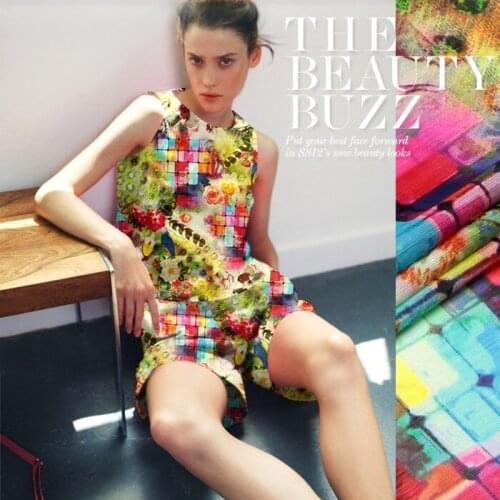 140cm wide 13.5mm colorful print silk linen fabric for summer shirt dress a little transparent and hard fabric