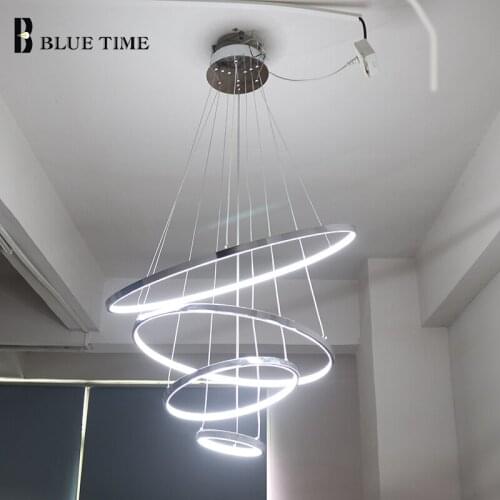 Modern Led Chandeliers Lighting Chrome Circle Hanging lamp For Living Room Bedroom Dining room Lustre Ceiling Chandeliers Light
