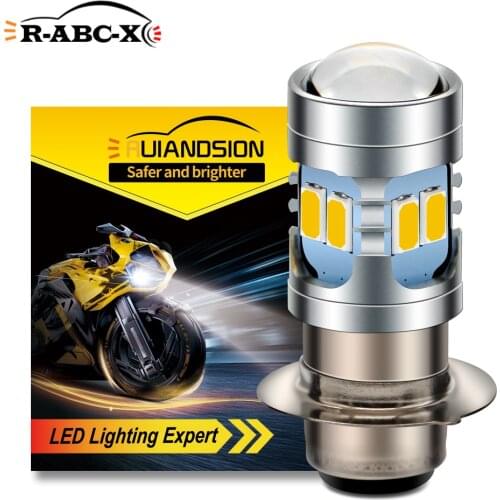 RUIANDSION 1X P15D-25-1 H6M LED Bulb Motorcycle Moped Accessories Scooter Headlamp DC 6V-24V 12V 5730SMD Lemon Yellow Cool White