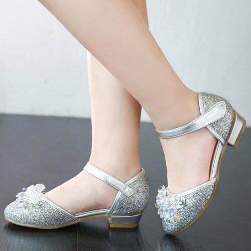 Girl Cinderella Crystal Shoes 2020 Spring and Autumn New Korean Version of Girl High Heels Single-shoe Bag Top Kid Shoes