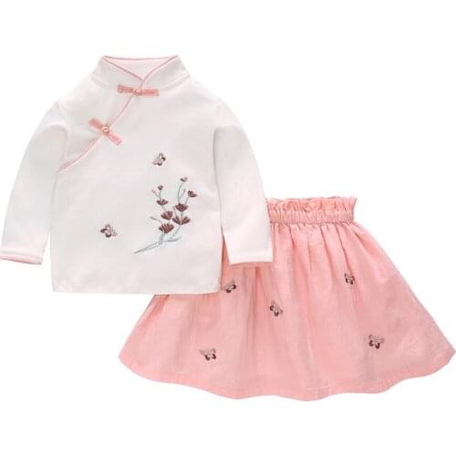 Vlinder Baby Clothes Girls Skirt Suits New Chinese style two piece childrens Hanfu girls Suit 12M~4T 2019 Girl Clothes