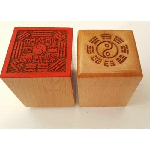 Taoist magic weapon, seal, single side peach wood seal, Taoist masters seal, Taiji eight trigrams seal