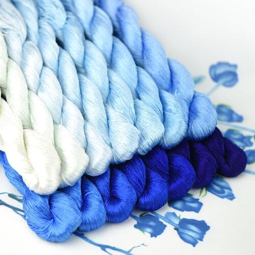 1 color 400m Suzhou embroidery 100% natural silk embroidered line silk diy special Silky Bright color line sapphire blue