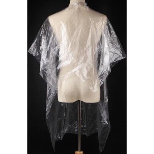 100pcs Disposable Hair Cutting Cape Gown Barber Shop Capes Apron Transparent