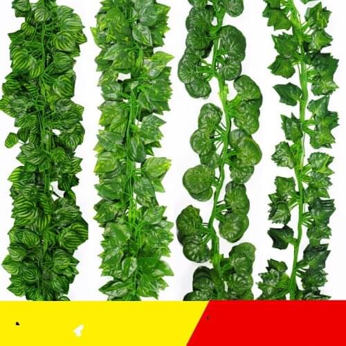 120Pcs Home Wall Decor Artificial Silk Plastic Ivy Vine Hanging Plant Garlands Craft Supplies For Xmas Wedding Festival Decor