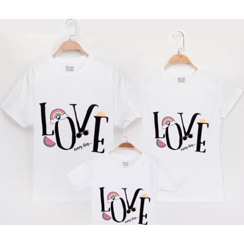 2019 Family T Shirt Love Every Day Letter Design 100% Cotton Mommy And Me Outfits Mom Mother And Daughter Clothes Matching Sets