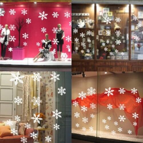 27pcs White Snowflake Sticker Glass shopwindow Kids Room Christmas Wall Window Stickers Home Decals Decoration New Year 2022
