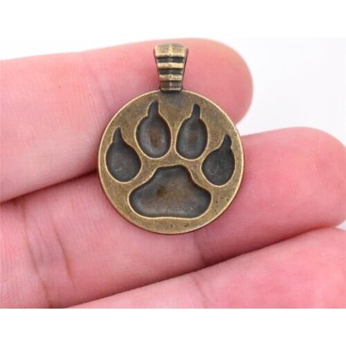 8pcs 28x21mm Antique Bronze Plated Animal paw print print Charm Pendant DIY Handmade Necklace Keychain Jewelry Accessories