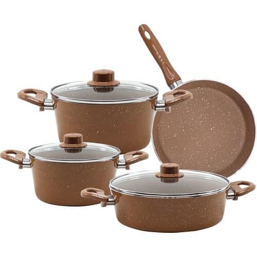 Assos Elita 7 Piece Cappuccino Granite Cookware Frying Pan Team