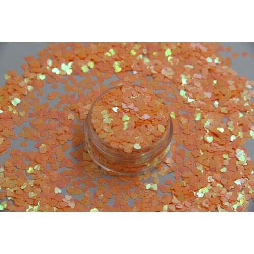 HI-12Heart shapes Pearlescent Iridescent Orange Colors confetti spangles glitter for nail Art DIY decoration 1pack=50g