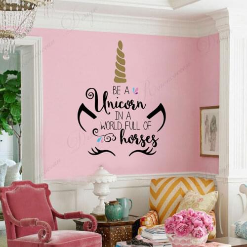Be A Unicorn In A Life Full Of Horses Cartoon Cute Unicorn Wall Sticker Vinyl Home Decor Girls Room Nursery Decals Mural 4295