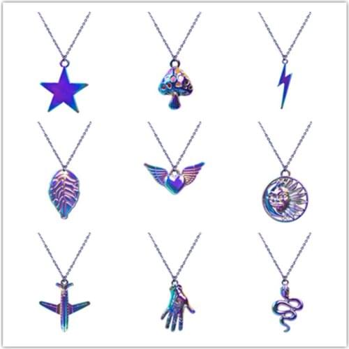 1X 20 Inch Chain Star Snake Love Heart Shaped Pendant Necklace For Women Daily Fashion Charm Handmade Jewelry Accessories