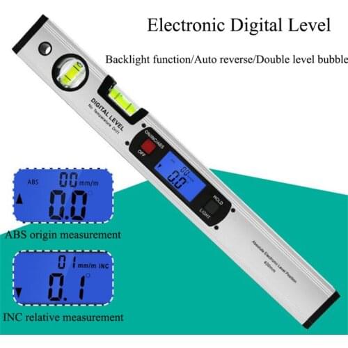 400mm Digital Level Without Magnetic 360 Degree Flip Measuring Angle Ruler, Digital Protractor Ruler Electronic Level Tools