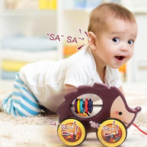 Baby Cartoon Animal Car Pull Rope Toys Drag Vehicles Rattles Toddler Kids Early Educational Gifts