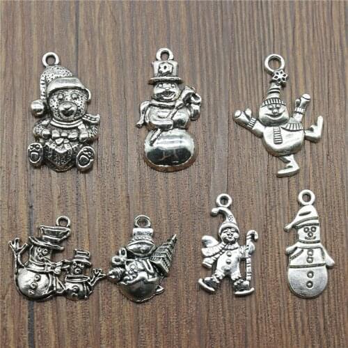 Designer Charms Antique Silver Color Snowman Charm Pendants Jewelry Accessories Christmas Snowman Charms For Jewelry Making
