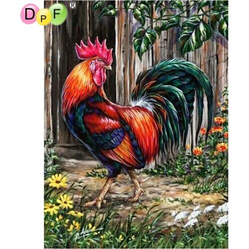 DPF 5D Round full Diamond painting Cross Stitch Mighty Rooster diamond Mosaic Diamond Embroidery Needlework home decor crafts