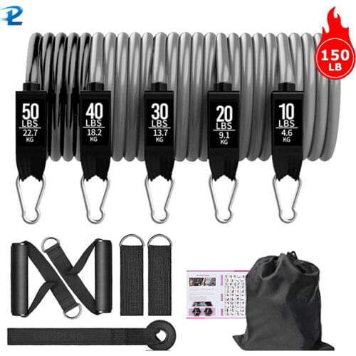 150 Lb Fitness Resistance Band Gray Gradient Rubber Band Elastic Band Upgrade Training Belt Set Pilates Fitness Equipment Home