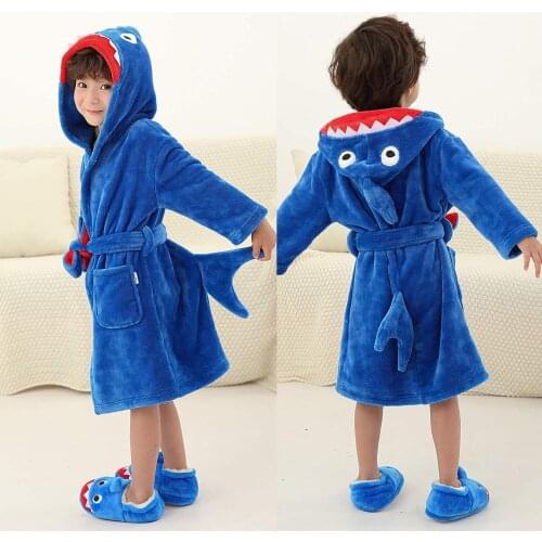 Winter Warm Toddler Infant Kids Baby Boys Girls Long Sleeve Cartoon Bathrobes Hooded Flannel Night-Robe Sleepwear Nightwear#g4