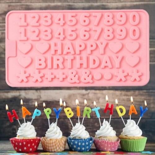 Letters Happy Birthday Fondant Mold Multipurpose for Baking Fondant Cake Crystal Epoxy Non-Stick DIY Mould Home Kitchen Bar Supp