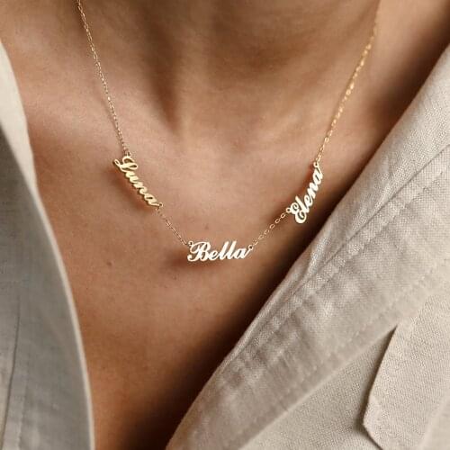 Noelia Stainless Steel Custom Name Necklace Personalized Multiple Name Necklace Nameplate Pendant Necklaces for Jewelry Gifts