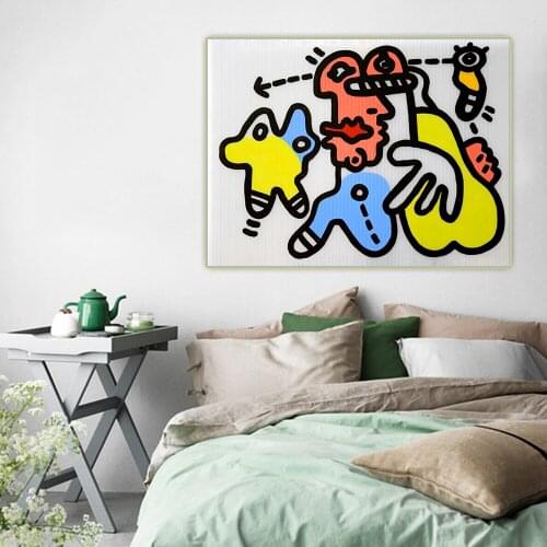 Dans le ciel de la mer, by Jean Pierre Petit Abstract cartoon Canvas Oil Painting Aesthetic Picture Wall Decor Home Decoration