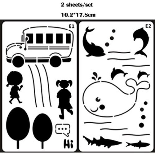 Whale Dolphin Painting Template Stencil DIY Scrapbooking Album Decorative Accessories Drawing Reusable Office School Supplies