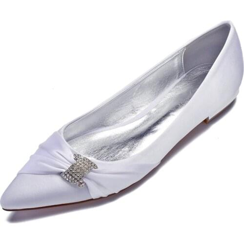 Comfort Flat Satin Women Shoes Pointed Toe Slip on Prom Evening Wedding Brdial Party Dress Ladies Flats