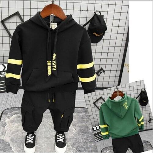 Spring Autumn Baby Boy Clothing Sets black Cotton Baby boys hoodie and pants 2Piece Suit Brand Tracksuits 2-7years