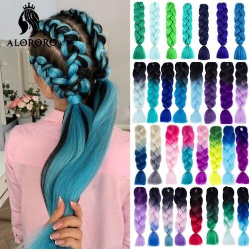 Alororo Jumbo Braid Hair Ombre Braids Extensions Synthetic Braiding Hair Afro Pink Purple Red Blue Blonde Hair Accessories