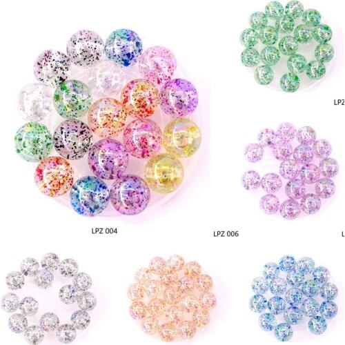 50pcs 12mm Round Acrylic Beads Loose Spacer Beads For Jewelry Making DIY Bracelet Necklace Shinning Sequins Bead Wholesale