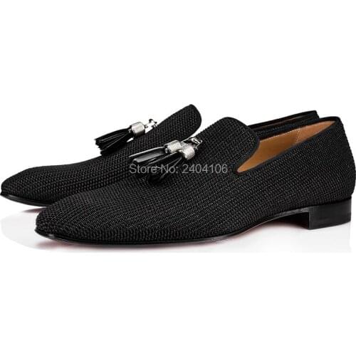 Big Size 46 Zapatillas Fashion Leisure Male Footwear Fringe Tasseled Smoking Loafers Low Heel Shallow Breathable Black Shoes Men