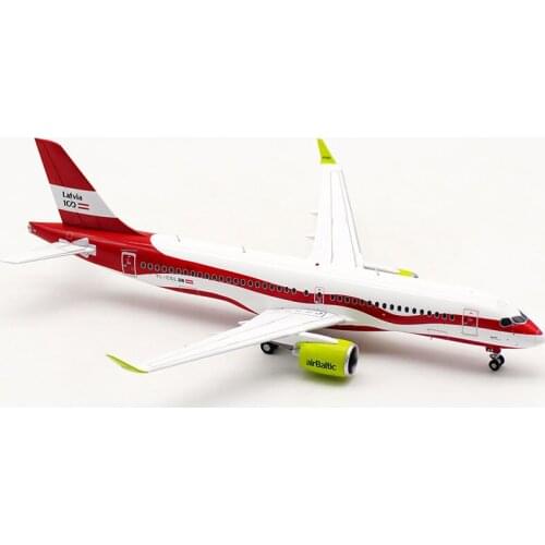 YL-CSL 1:200 AirBaltic Airlines A220 Airplane Aircraft Plane Diecast Alloy Model with Base Landing Gear Collectible Die-cast Toy