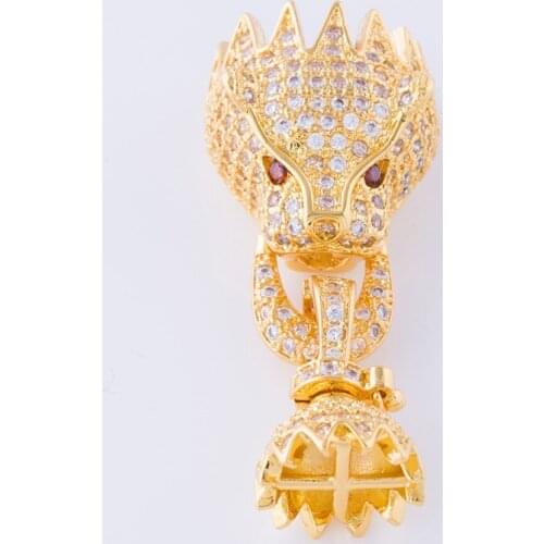 Fashion Jewelry Shining Zircon Leopard Dangle Charms For Bracelets & Necklaces Vintage Copper Micro Pave Clasp Jewelry Berloques