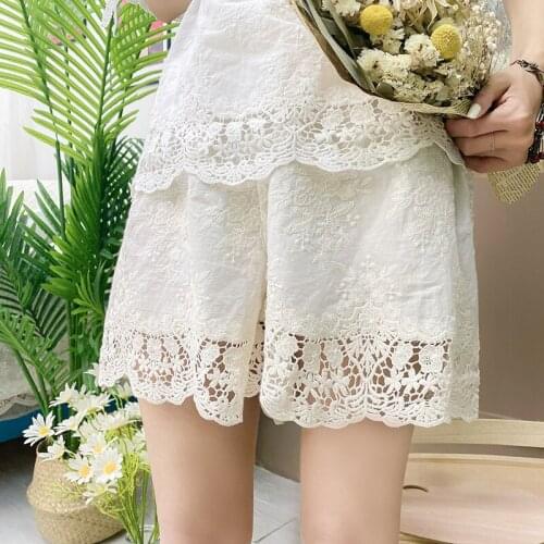 New Summer Women Short Mori Girl Retro Cotton Loose Solid Color Women Short
