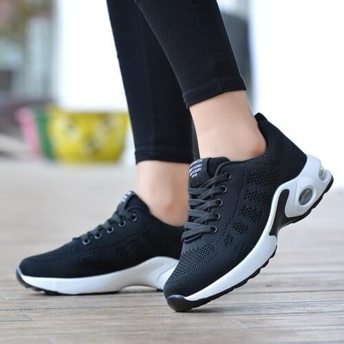 Vulcanize Shoes Women Breathable Casual Shoes Outdoor Light Weight Sports Shoes Casual Walking Platform Ladies Sneakers Black#F3