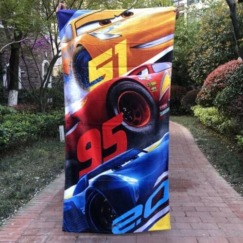 Disney Lightning McQueen 95 Car Beach Towel Spiderman Captain America Bath Towels Blanket Breathable Children Kids Boys Throws