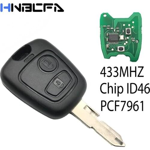 2 Buttons Remote Control Car Key Fob Controller ID46 433MHZ Chip With Transponder NE73 Blade For PEUGEOT 206 Car Key PCF7961
