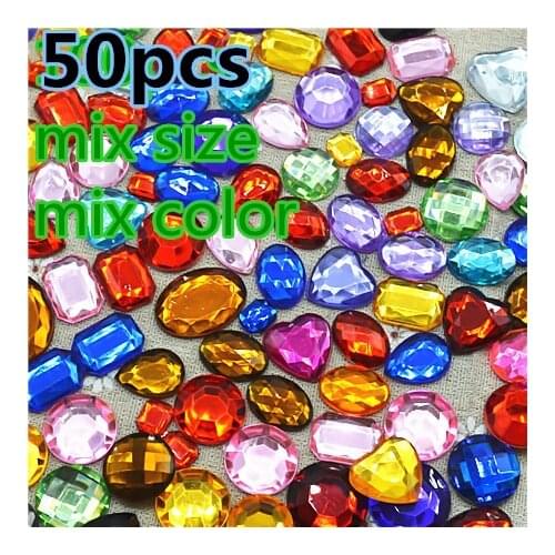 50pcs/lot flat back rhinestones mix color mix size multicolor free shipping