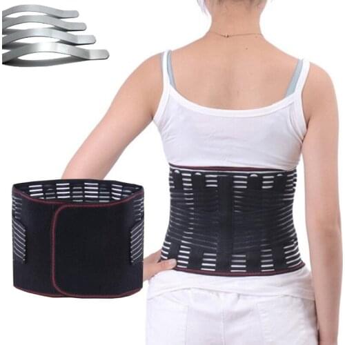 Adjustable Alloy Bar Stomach Pressure Waist Belt Lumbar Support Back Brace Orthopedic Medical Posture Corrector Double Banded
