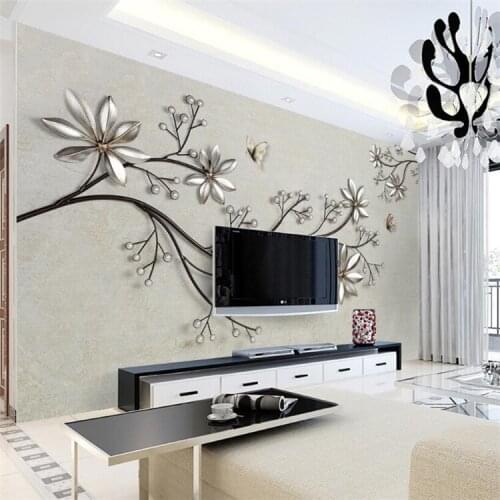 Modern Brief Desktop Wallpaper Stereoscopic jewelry flowers Photo Wallpaper Living room Large Soft non-woven Wallpapers Mural