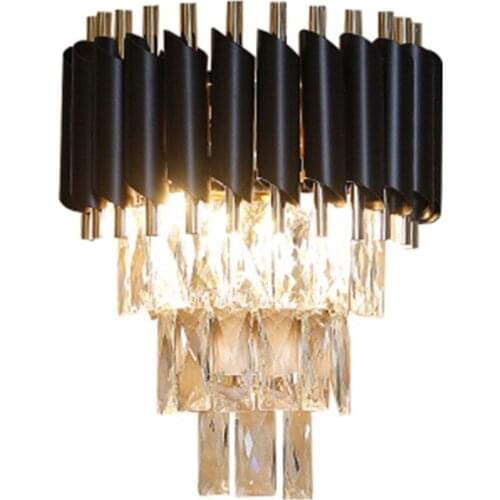 Modern Crystal Wall Light Black Color clear crystal wall bracket Luxurious wall Sconces Lamp for Bedroom Living room