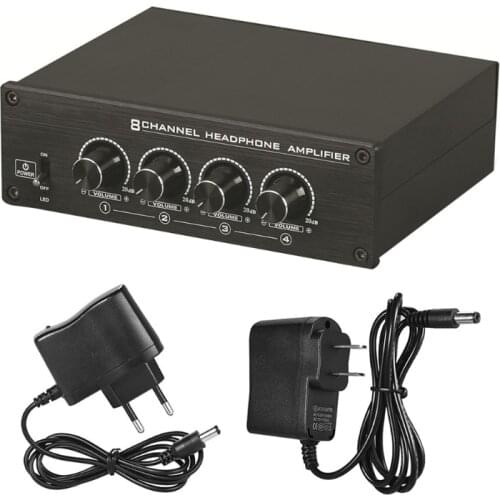 HA800 Ultra-Compact 8 Channels Mini -Audio Stereo Headset Headphone Amplifier with Power Adapter