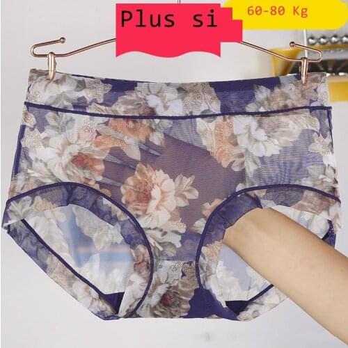 2020 large size sexy womens underwear lace mid-rise hips womens briefs breathable printed mesh panties womens lace panties