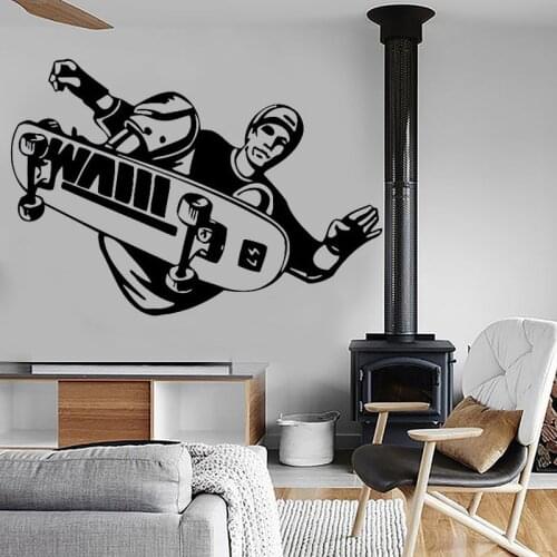 Vinyl Wall Decals Skateboard boy Cool Bedroom Interior Home Decor Wall Stickers Wallpapers Teens Dorm Wall Decoration Hot AL350