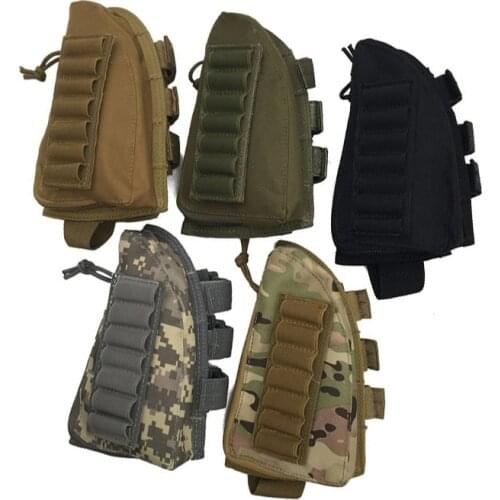 Military Tactical Buttstock Gun Rifle Shell Hunting Ammo Pouch Bag Durable Holder Molle Pouch